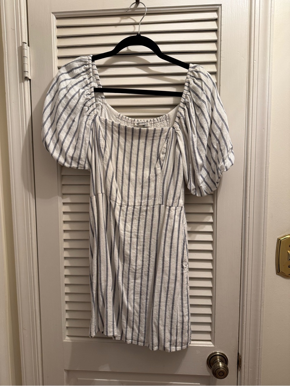 Blue and white striped dress
